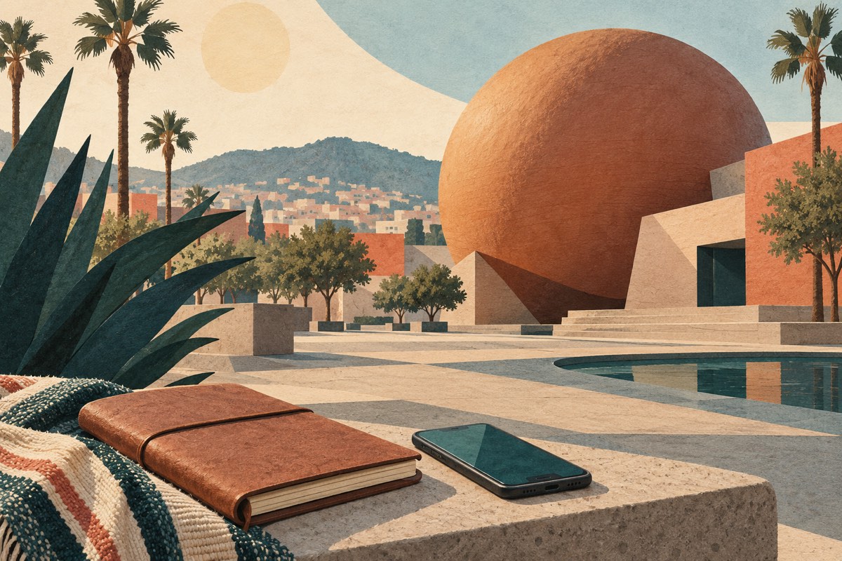 A cultural-center-inspired plaza and travel notebook introduce Tijuana’s arts context; check the city’s travel advice before considering a visit.