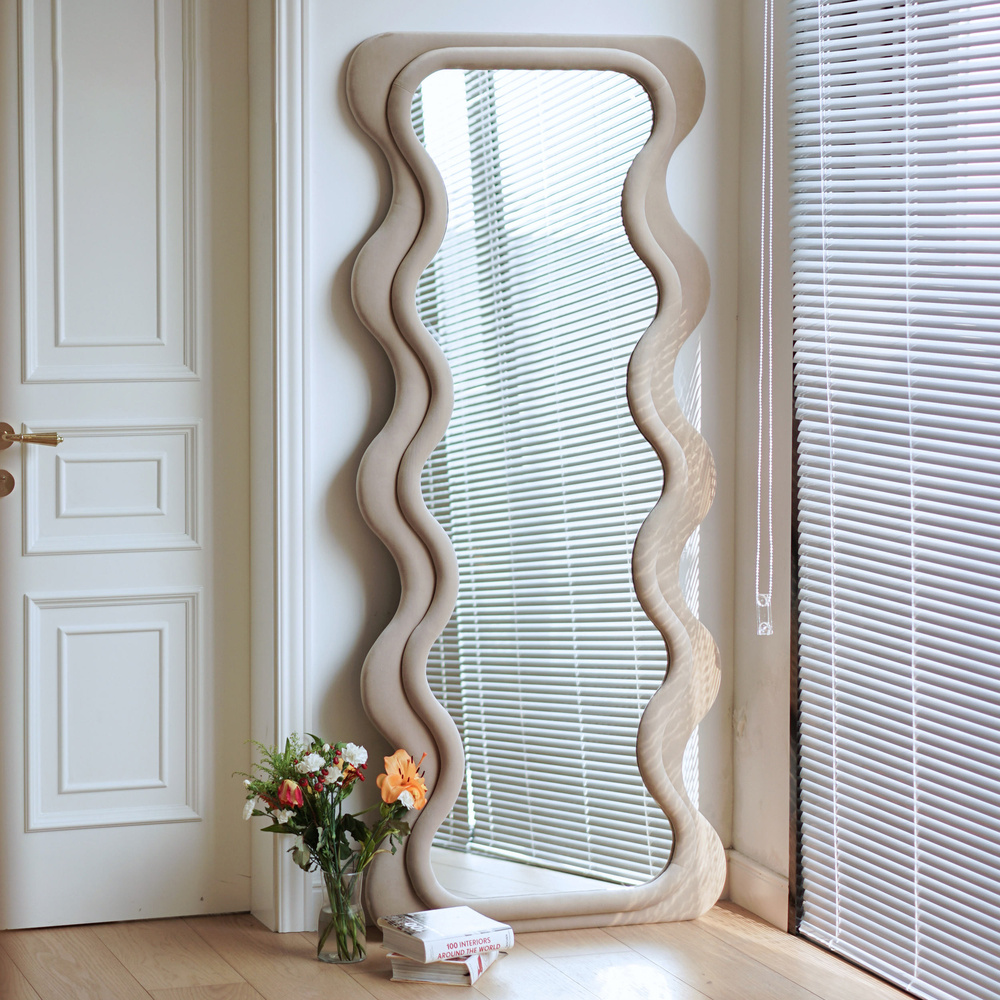Waved flat-top fabric mirror