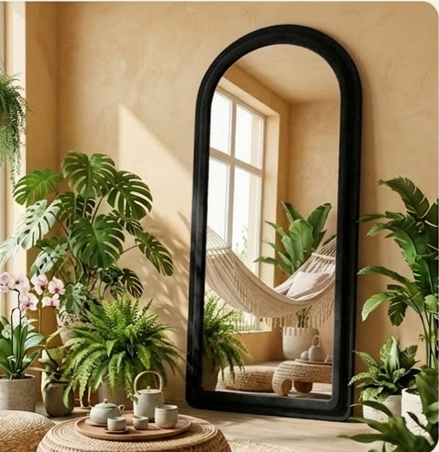 Arched fabric mirror