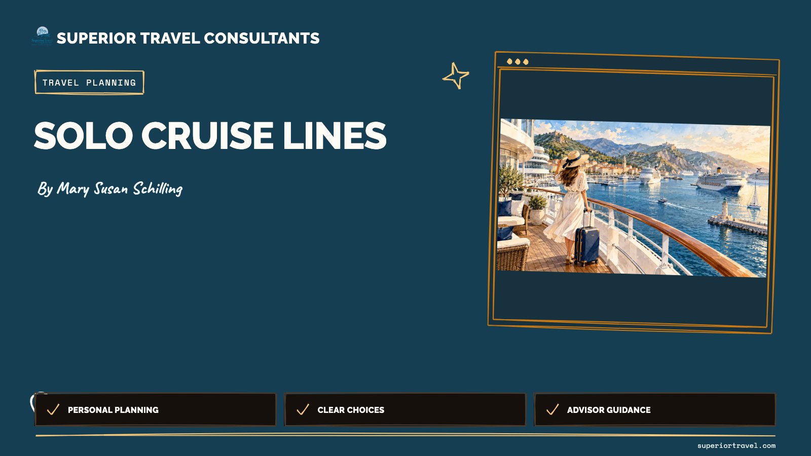 Solo cruise lines - Mary Susan Schilling, Superior Travel Consultants