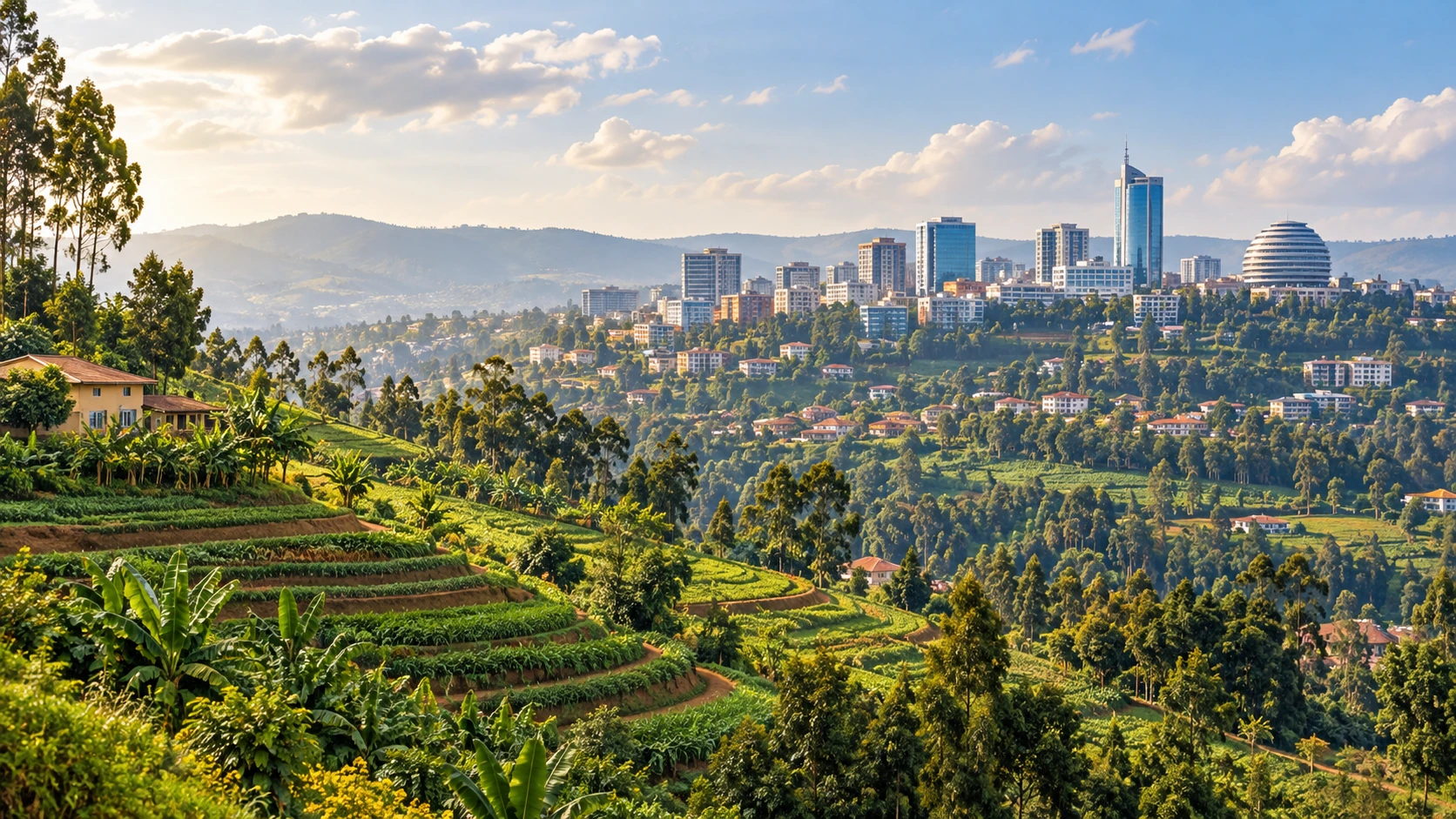Editorial illustration for Rwanda travel planning