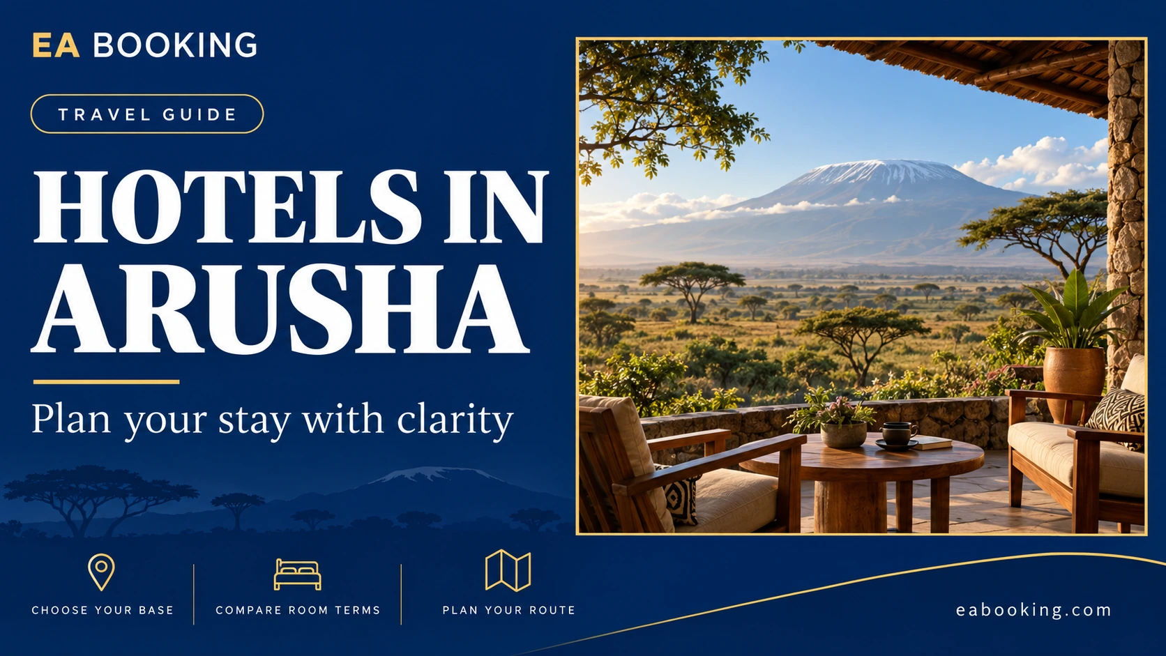 EA Booking guide cover: Hotels in Arusha for a Tanzania safari base