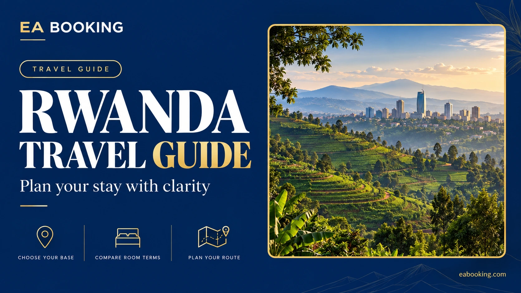 EA Booking guide cover: Rwanda safari travel guide for Kigali, Akagera, Volcanoes and Nyungwe