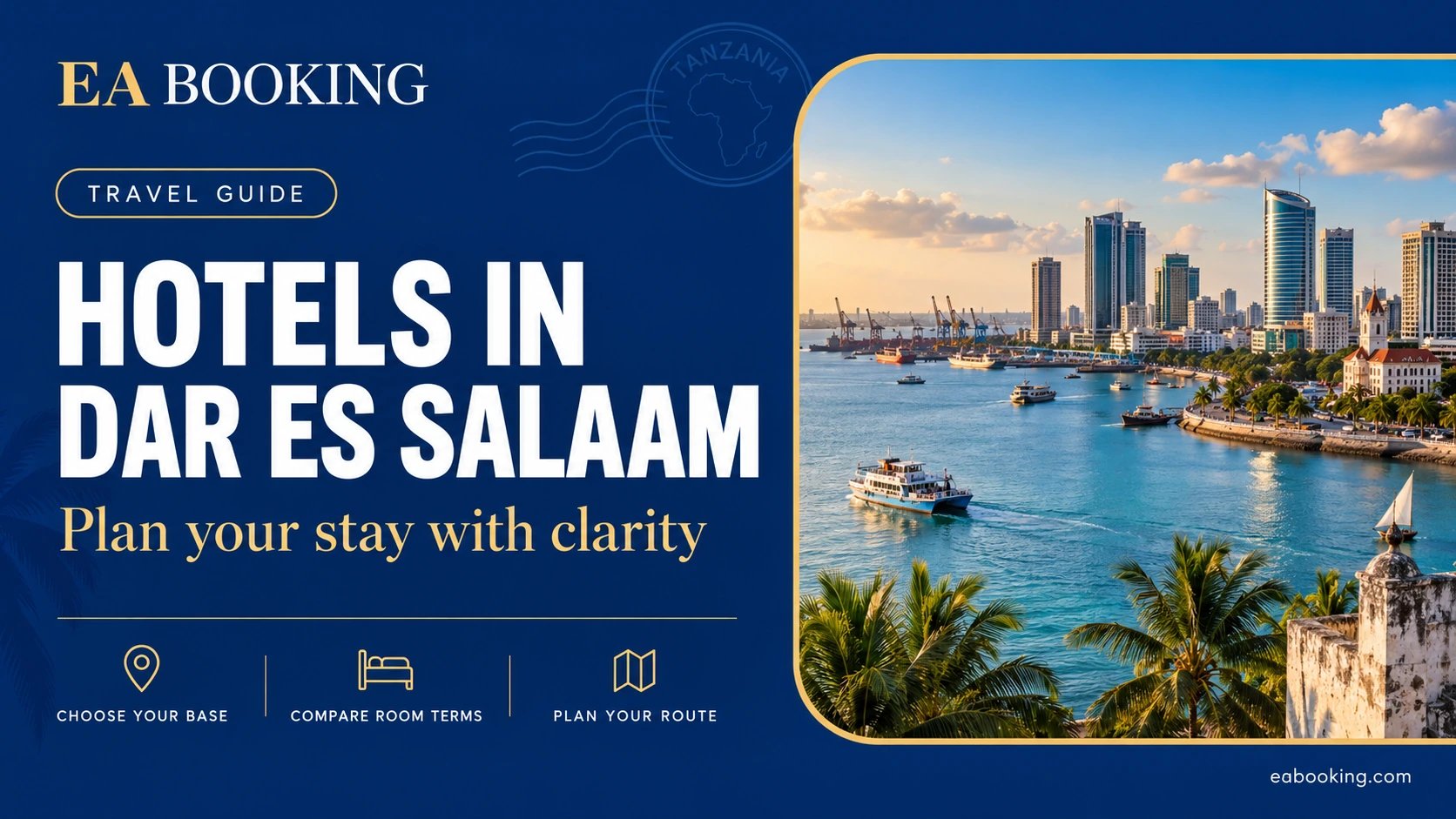 EA Booking guide cover: Hotels in Dar es Salaam for city stays and Zanzibar connections