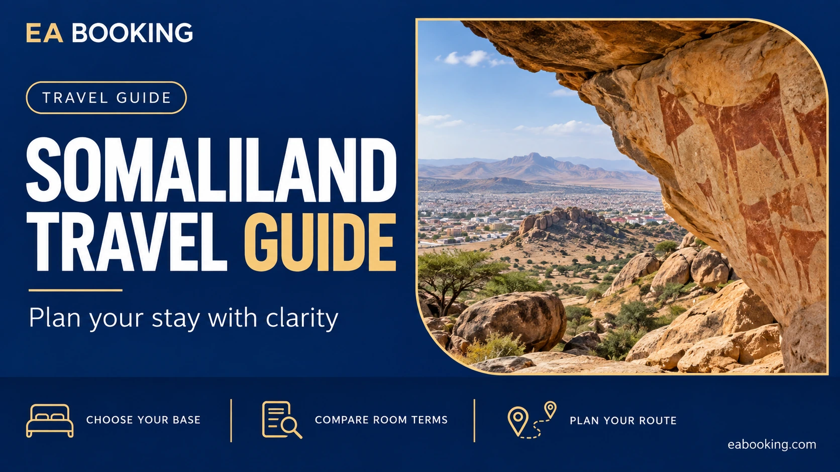 EA Booking guide cover: Laas Geel, Hargeisa hotels and Somaliland visa rules