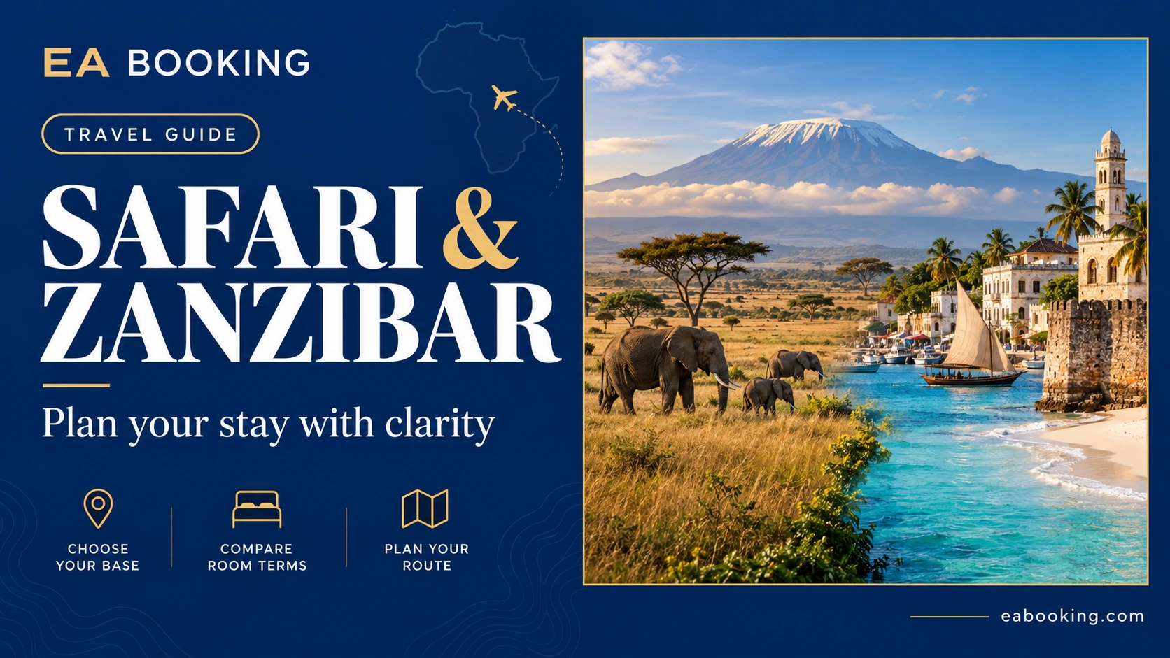 EA Booking guide cover: Safari and Zanzibar trip planning, costs and itinerary ideas