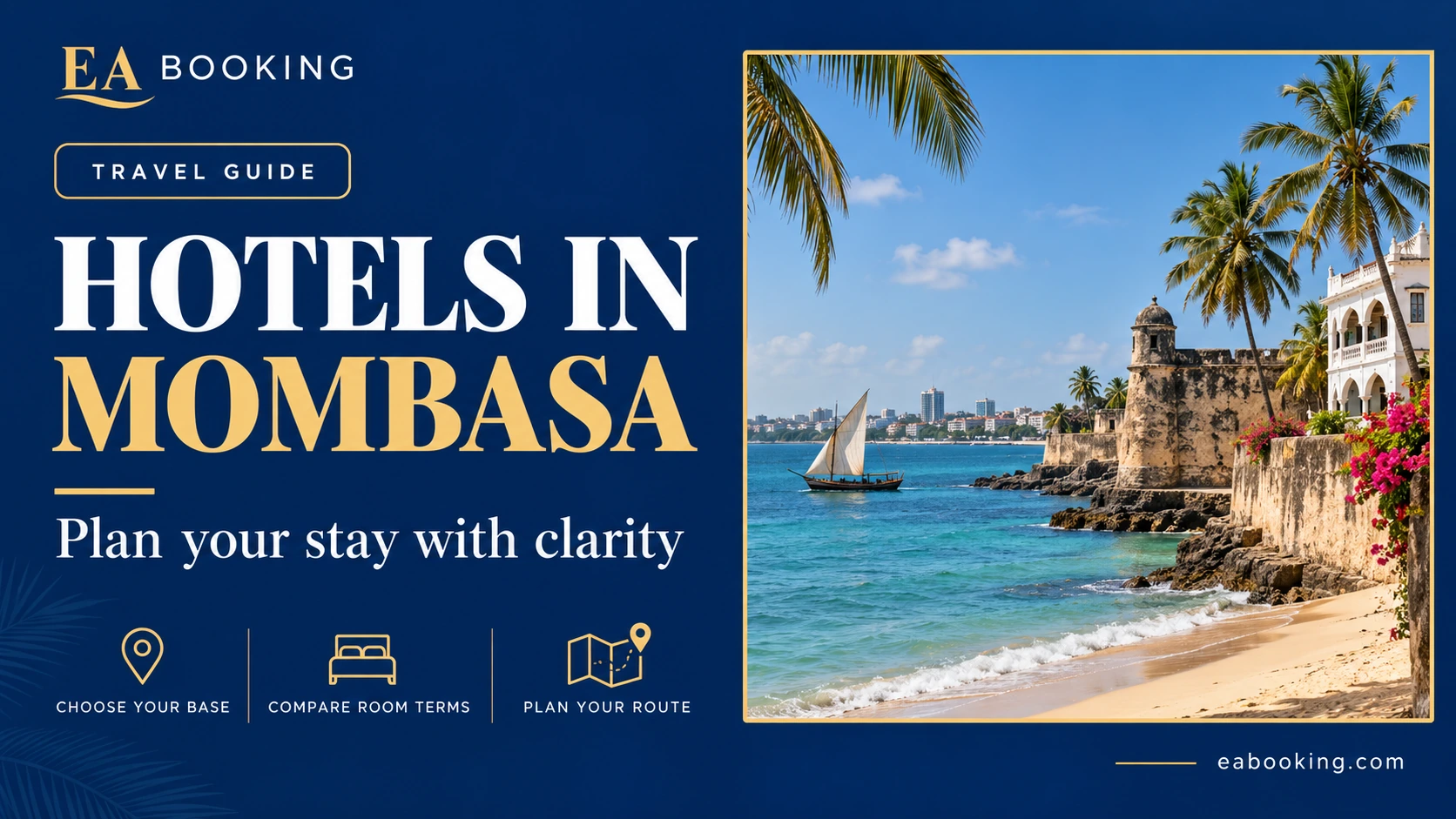 EA Booking guide cover: Hotels in Mombasa: city, north coast and beach stay choices